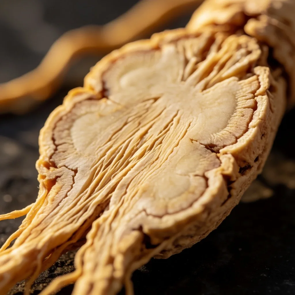 Ginseng root cross-section on stone