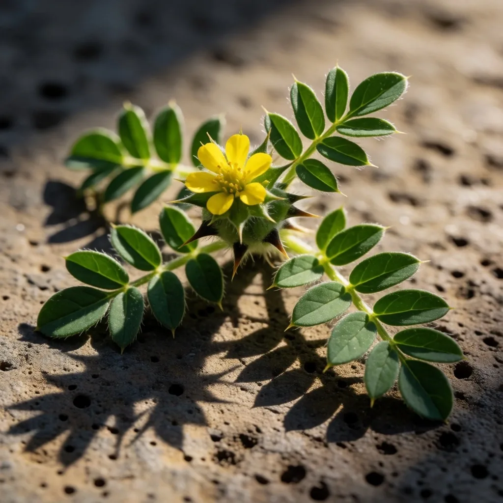 Tribulus plant on stone surface