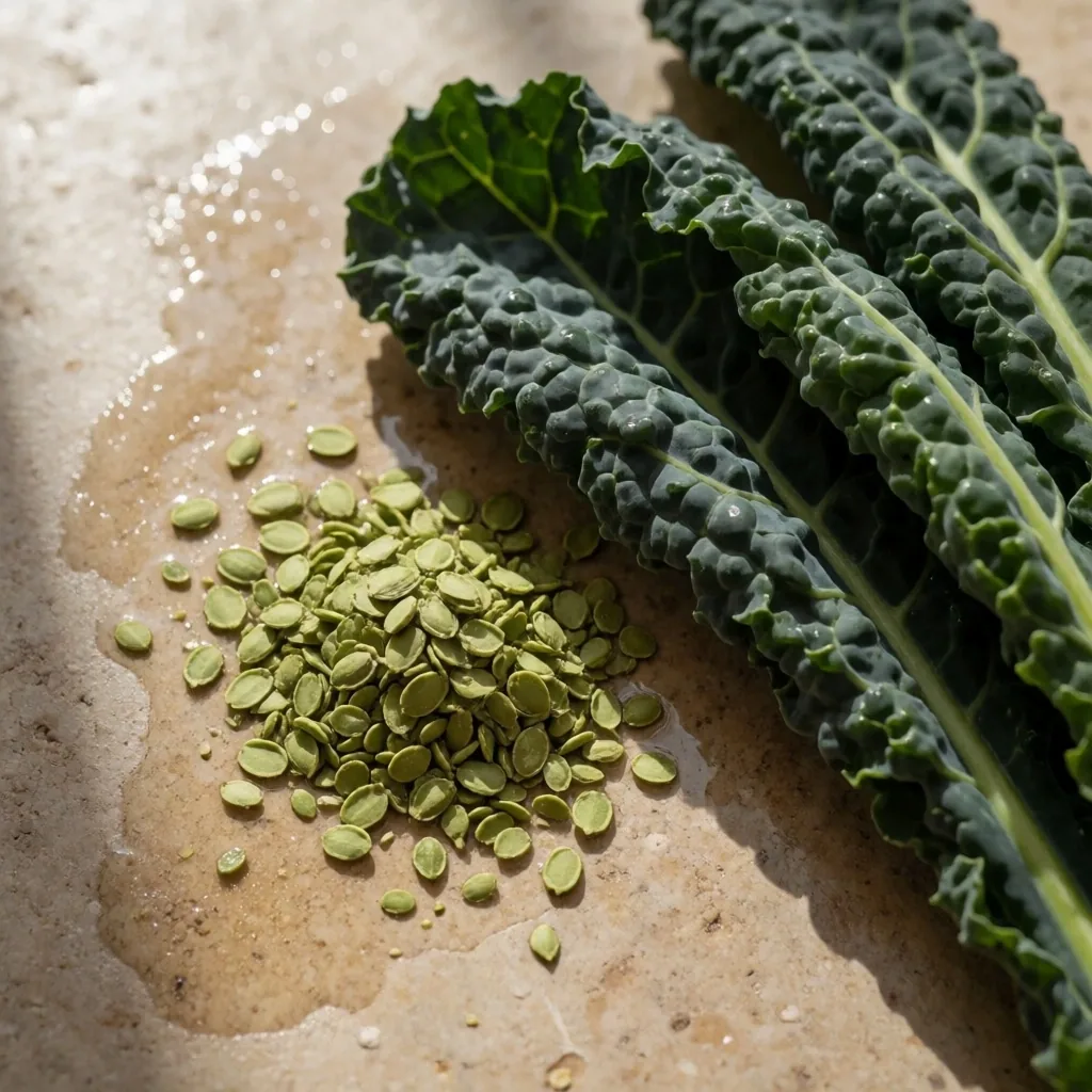 Fresh botanical ingredients on warm stone surface