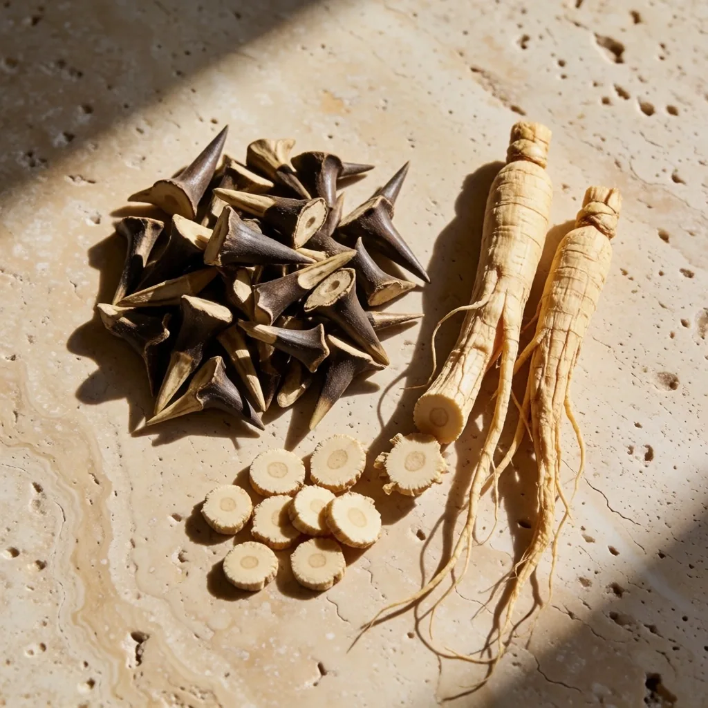Dried botanical ingredients on stone
